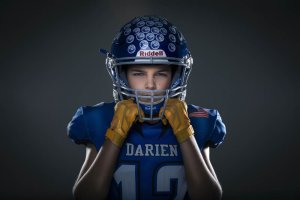 Child in american football outfit
